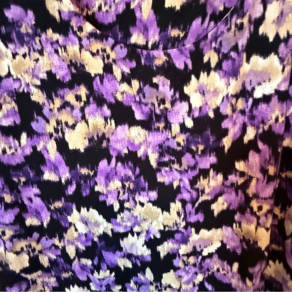 Chico’s Floral Sheer Blouse Size (3)XL Purple Black Organza Long Sleeve Top - Picture 4 of 12